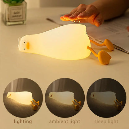 USB Rechargeable Duck-Shaped Silicone Table Lamp - Mood Light for Bedroom Decor and Children's Nighttime Use