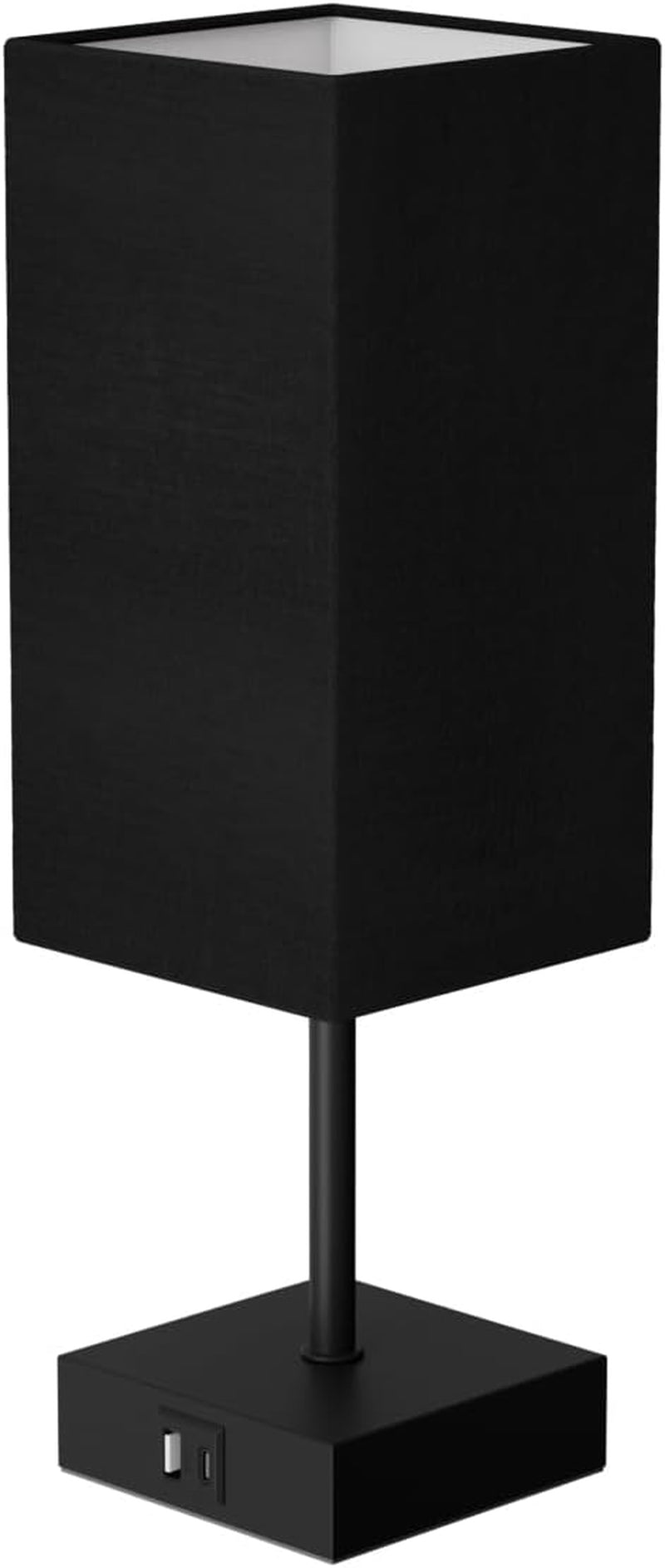 3-Way Dimmable Touch Control Table Lamp with USB Charging Ports - Black Nightstand Lamp for Bedroom, Living Room, and Desk, Includes Bulb