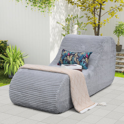 Oversized Gray Indoor Chaise Lounge Chair - Plush Sofa for Living Room and Bedroom, No Assembly Required