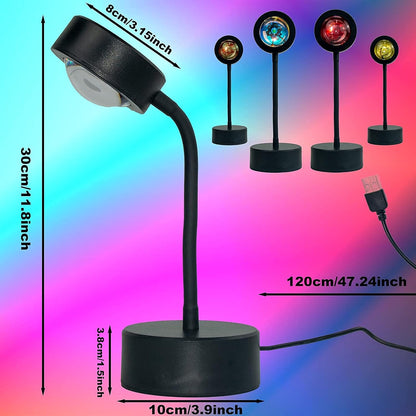 Sunset Projection LED Floor Lamp with 360-Degree Rotation, Rainbow Projector Night Light for Bedroom and Living Room Decor (USB Powered)