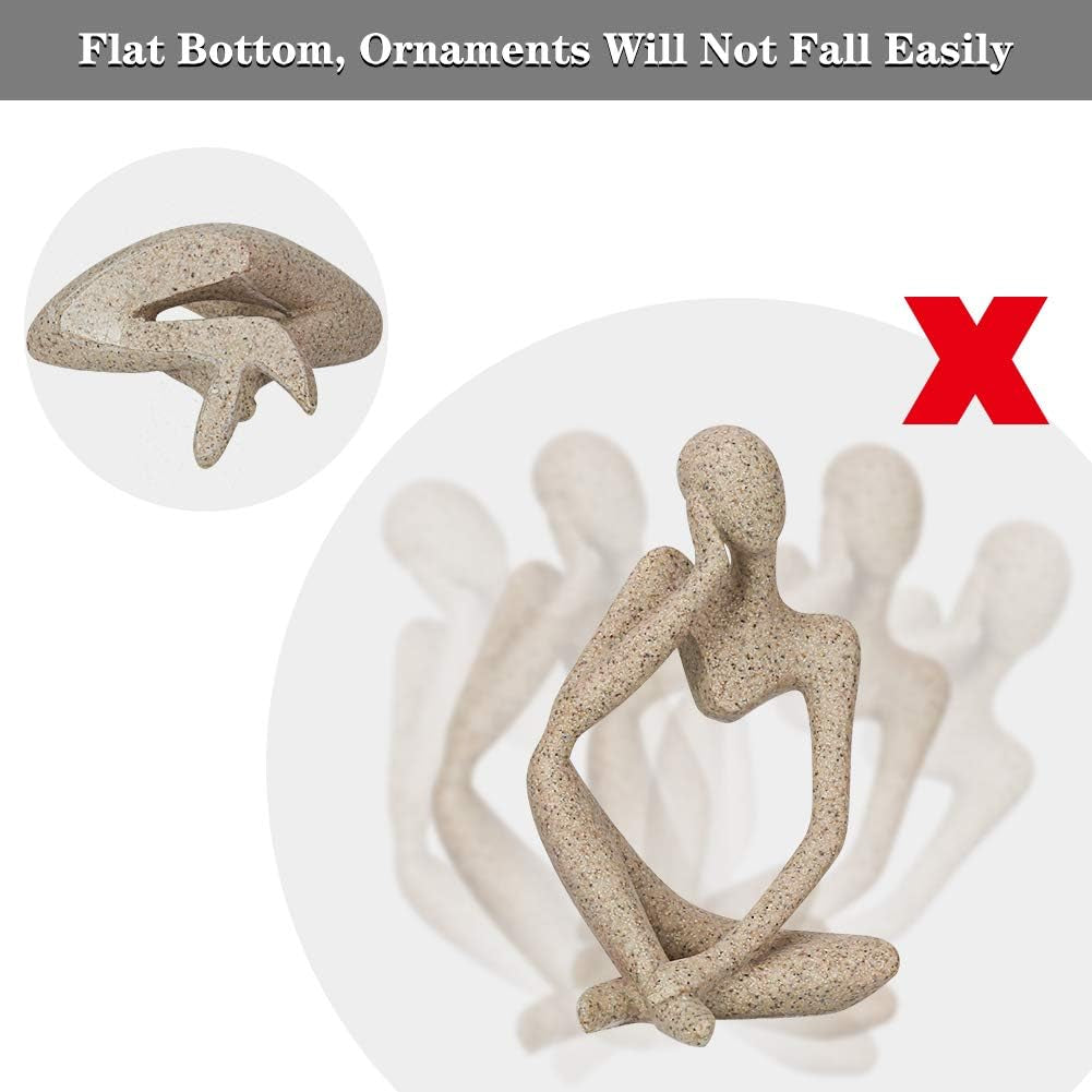 Sandstone Resin Abstract Thinker Sculpture - Collectible Figurine for Home and Office Décor (Left)