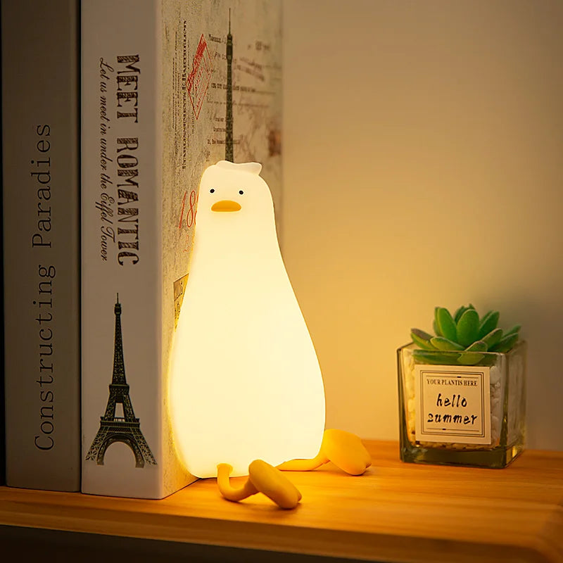 USB Rechargeable Duck-Shaped Silicone Table Lamp - Mood Light for Bedroom Decor and Children's Nighttime Use