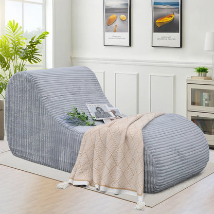 Oversized Gray Indoor Chaise Lounge Chair - Plush Sofa for Living Room and Bedroom, No Assembly Required