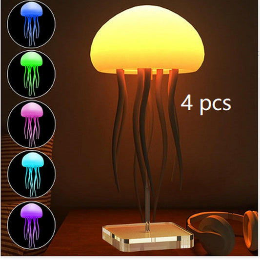 LED Jellyfish Mood Lamp - Portable Smart Night Light and Decorative Table Lamp for Bedside or Desk