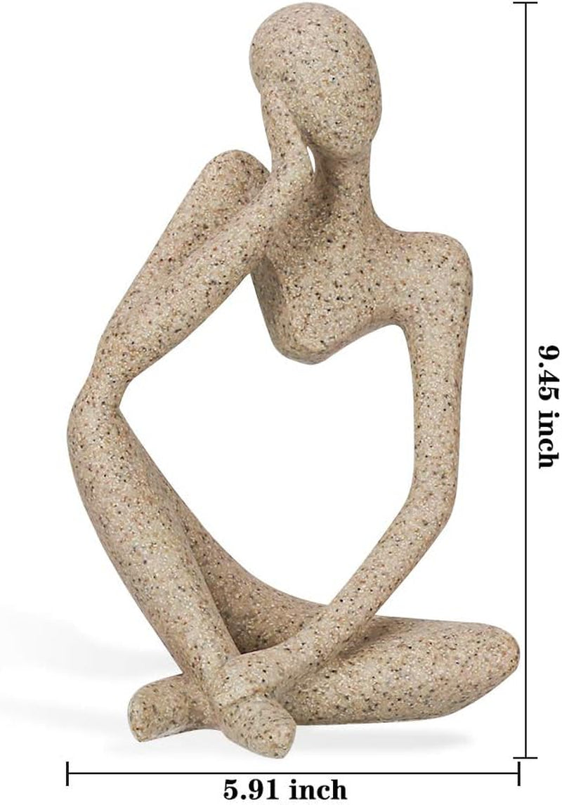 Sandstone Resin Abstract Thinker Sculpture - Collectible Figurine for Home and Office Décor (Left)