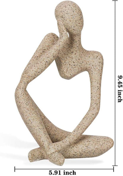 Sandstone Resin Abstract Thinker Sculpture - Collectible Figurine for Home and Office Décor (Left)
