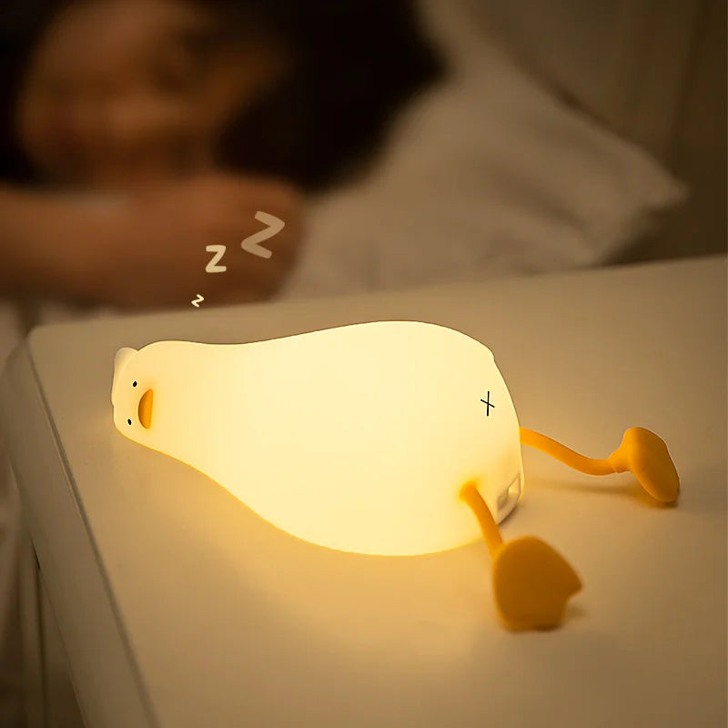 USB Rechargeable Duck-Shaped Silicone Table Lamp - Mood Light for Bedroom Decor and Children's Nighttime Use