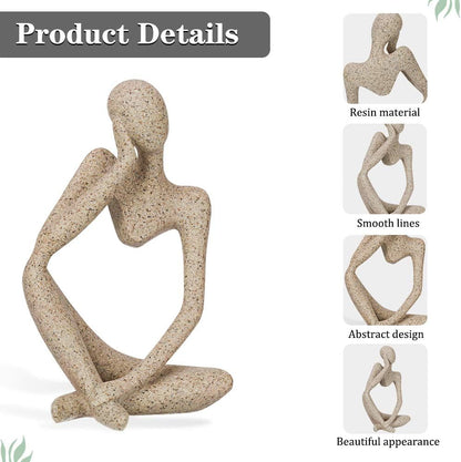 Sandstone Resin Abstract Thinker Sculpture - Collectible Figurine for Home and Office Décor (Left)