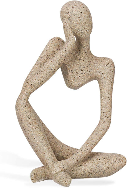 Sandstone Resin Abstract Thinker Sculpture - Collectible Figurine for Home and Office Décor (Left)