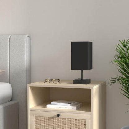 3-Way Dimmable Touch Control Table Lamp with USB Charging Ports - Black Nightstand Lamp for Bedroom, Living Room, and Desk, Includes Bulb